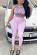 Pink Casual Sportswear Figure Patchwork O Neck Sleeveless Two Pieces