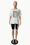 Red Casual Letter Print Basic O Neck Short Sleeve Two Pieces