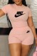 Pink Casual Print Letter O Neck Short Sleeve Two Pieces