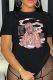 Black Casual Daily Print Patchwork O Neck T-Shirts