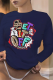 Navy Blue Casual Daily Print Patchwork O Neck Tops