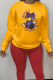 Yellow Casual Daily Print Patchwork O Neck Tops