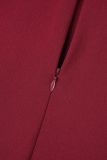 Burgundy Casual Solid Patchwork O Neck Short Sleeve Dress