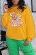 Yellow Casual Vintage Character Patchwork O Neck Tops