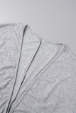 Grey Casual Solid Basic V Neck Short Sleeve Dress