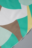 Multicolor Casual Print Frenulum Asymmetrical Regular High Waist Conventional Full Print Bottoms