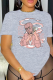 Grey Casual Daily Print Patchwork O Neck T-Shirts