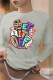Grey Casual Daily Print Patchwork O Neck Tops