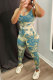 Green Casual Sportswear Print Tie Dye Vests Pants U Neck Sleeveless Two Pieces (Subject To The Actual Object )