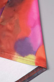 Colour Street Print Patchwork Regular High Waist Pencil Full Print Bottoms