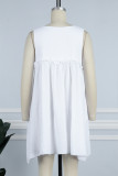 White Casual Solid Patchwork V Neck Sleeveless Dress Dresses