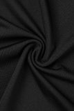 Black Sexy Solid Ripped Patchwork Backless Off the Shoulder One Step Skirt Dresses