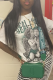 White Casual Daily Print Patchwork O Neck T-Shirts