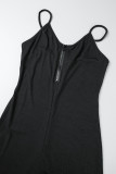 Orange Red Sexy Casual Solid Backless Spaghetti Strap Skinny Romper
