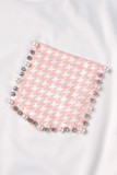 Pink Casual Print Patchwork O Neck T-Shirts