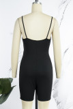 Orange Red Sexy Casual Solid Backless Spaghetti Strap Skinny Romper
