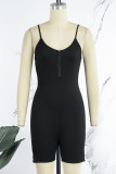 Orange Red Sexy Casual Solid Backless Spaghetti Strap Skinny Romper
