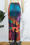 Colour Street Print Patchwork Regular High Waist Pencil Full Print Bottoms