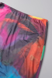 Colour Street Print Patchwork Regular High Waist Pencil Full Print Bottoms
