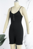 Orange Red Sexy Casual Solid Backless Spaghetti Strap Skinny Romper
