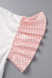 Pink Casual Print Patchwork O Neck T-Shirts