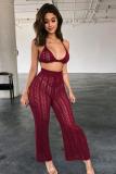 Black Sexy Fashion HOLLOWED OUT Solid crop top Bandage Slim fit Two Piece Suits asymmetrical Str
