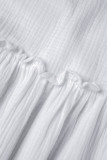 White Casual Solid Patchwork V Neck Sleeveless Dress Dresses