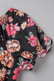 White Casual Print Patchwork O Neck Short Sleeve Dress