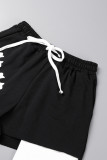 Grey Street Print Patchwork Mid Waist Straight Bottoms
