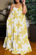 Yellow Sexy Casual Print Backless Spaghetti Strap Long Dress Dresses