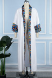 White Casual Print Patchwork Cardigan Outerwear