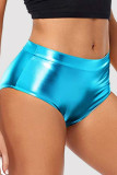 Turquoise Sexy Solid Basic Skinny Mid Waist Conventional Solid Color Shorts