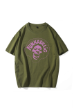 Army Green Casual Daily Print Patchwork O Neck T-Shirts