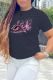 Navy Blue Daily Eyes Printed Patchwork O Neck T-Shirts