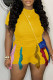 Yellow Casual Solid Tassel Patchwork O Neck Short Sleeve Two Pieces