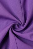 Purple Elegant Solid Patchwork Frenulum Flounce O Neck A Line Dresses