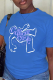 Royal Blue Casual Basis Print Patchwork O Neck T-Shirts