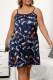 Tibetan Blue Sexy Living Print Spaghetti Strap Sleeveless Dress Plus Size Sleepwear