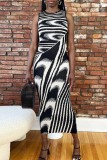 Light Yellow Casual Print Basic O Neck Sleeveless Dress Dresses