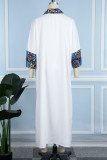 White Casual Print Patchwork Cardigan Outerwear