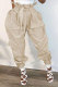 Khaki White Red Black Khaki Drawstring Sleeveless High Patchwork Solid ruffle Zippered pencil Pants Bottoms