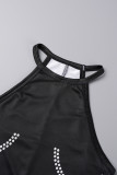 Black Sexy Casual Print Basic O Neck Long Dress Dresses