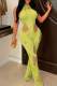 Green Sexy Casual Solid Ripped Half A Turtleneck Skinny Jumpsuits