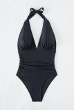 Black Sexy Solid Bandage Backless Swimwears (With Paddings)