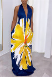 White Sexy Vacation Simplicity Floral Basic Printing Halter Printed Dress Dresses