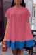 Rose Red Casual Solid Patchwork O Neck Short Sleeve Dress