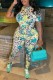 White Casual Print Basic O Neck Long Sleeve Two Pieces