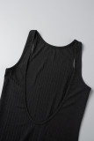 Coffee Sexy Casual Solid Basic O Neck Long Dress Dresses