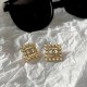 Gold Simplicity Letter Pearl Rhinestone Earrings