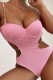Pink Sexy Solid Hollowed Out Frenulum Backless Swimwears (With Paddings)